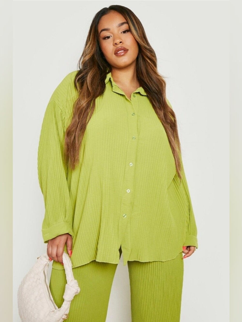Boohoo Ribbed Button-Down Shirt 14